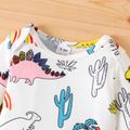 Baby Boy Allover Colorful Dinosaur Print Long-sleeve Romper White