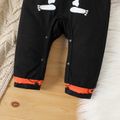 Halloween Baby Boy Skeleton & Pumpkin Print Hooded Long-sleeve Jumpsuit Black image 5