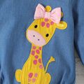 Baby Girl Giraffe Embroidered Imitation Denim Long-sleeve Romper DENIMBLUE image 3