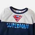 Justice League 2pcs Baby Boy Long-sleeve Letter Print Sweatshirt and Sweatpants Set Deep Blue image 2