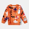Halloween Allover Ghost Print Orange Long-sleeve Sweatshirts for Mom and Me Orange image 5
