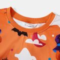 Halloween Allover Ghost Print Orange Long-sleeve Sweatshirts for Mom and Me Orange image 3