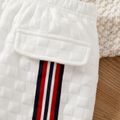 Kid Girl Striped Webbing Design Textured White Skirt White image 3