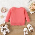 Baby Girl Long-sleeve Button Front Solid Layered Ruffle Trim Knitted Cardigan Sweater Orange red image 3