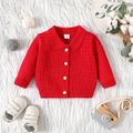 Baby Boy/Girl Solid Knitted Long-sleeve Button Front Cardigan Sweater Red image 1