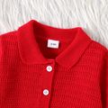 Baby Boy/Girl Solid Knitted Long-sleeve Button Front Cardigan Sweater Red image 3