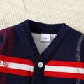 Baby Boy/Girl Long-sleeve Button Front Striped Knitted Cardigan Sweater Dark Blue