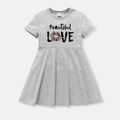[4Y-14Y] Go-Neat Water Repellent and Stain Resistant Kid Girl Letter Print Short-sleeve Dress Grey image 1