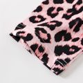 3pcs Kid Girl Long-sleeve Black Tee & Bowknot Design Fleece Vest and Leopard Print Leggings Set Black image 5