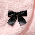 3pcs Kid Girl Long-sleeve Black Tee & Bowknot Design Fleece Vest and Leopard Print Leggings Set Black