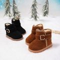 Toddler / Kid Solid Color Velcro Closure Fleece-lining Boots Brown image 4