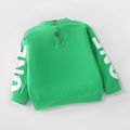 Toddler Boy Letter Print Back Button Design Pullover Sweater Green