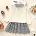 Toddler Girl Plaid Bunny Applique Faux-two Long-sleeve Dress ColorBlock