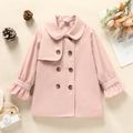 Toddler Girl Preppy style Doll Collar Double Breasted Pink Coats Pink