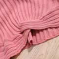 Kid Girl Ribbed Twist Knot Long-sleeve Pink Knit Sweater Pink image 3