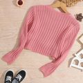 Kid Girl Ribbed Twist Knot Long-sleeve Pink Knit Sweater Pink