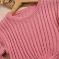 Kid Girl Ribbed Twist Knot Long-sleeve Pink Knit Sweater Pink image 4