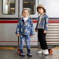 Toddler Boy/Girl Trendy Denim Lapel Collar Floral Print Jacket Light Blue image 3