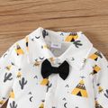 2pcs Baby Boy 95% Cotton Waistcoat and Allover Cactus Print Long-sleeve Jumpsuit Set Party Outfits Yellow image 3