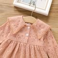 Baby Girl Pink Lace Statement Collar Button Front Long-sleeve Dress Pink