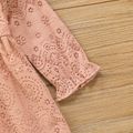 Baby Girl Pink Lace Statement Collar Button Front Long-sleeve Dress Pink
