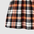 Family Matching Plaid Splicing Black Short-sleeve Dresses and Polo Shirts Sets ColorBlock image 3