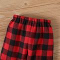 2pcs Baby Boy Long-sleeve Thermal Fuzzy Hoodie and Red Plaid Pants Set redblack image 5