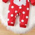 Christmas Baby Girl Santa Claus Embroidered Polka Dot Print Red Long-sleeve Jumpsuit Red image 5
