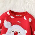 Christmas Baby Girl Santa Claus Embroidered Polka Dot Print Red Long-sleeve Jumpsuit Red image 3