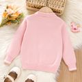 Toddler Girl Sweet Unicorn Rainbow Pattern Button Design Pink Knit Sweater Light Pink image 2