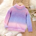 Toddler Girl Sweet Gradient Color Turtleneck Knit Sweater Multi-color image 1
