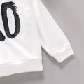 Toddler Boy Letter Print Denim Splice Hoodie Sweatshirt White image 5