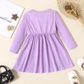 Toddler Girl Butterfly Print Waisted Long-sleeve Dress Purple image 2