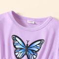 Toddler Girl Butterfly Print Waisted Long-sleeve Dress Purple image 3