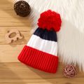 Baby / Toddler Big Pom Pom Decor Color Block Knit Beanie Hat Red image 2