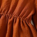 2pcs Kid Girl Long-sleeve Peplum Tee and Floral Print Leggings Set Orange red