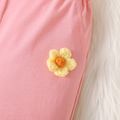 Baby Girl 95% Cotton 3D Knitted Flower Detail Solid Pants Pink