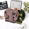 Baby Boy Letter Pattern Button Front Long-sleeve Knitted Cardigan Dark Green image 2