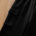 Toddler Boy Solid Color Pocket Design Elasticized Pants Black image 4