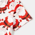 Christmas Family Matching 95% Cotton Short-sleeve Polo Shirts and Allover Santa Claus Print Drawstring Ruched Bodycon Dresses Sets redblack