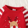 Christmas Baby Boy Reindeer Graphic Red Striped Long-sleeve Jumpsuit Red image 3