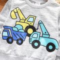 2pcs Toddler Boy Vehicle Excavator Print Grey Sweatshirt and Pants Set Grey
