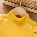 Toddler Girl Solid Color Mock Neck Long Puff-sleeve Tee Ginger-2 image 4