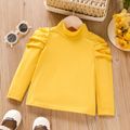 Toddler Girl Solid Color Mock Neck Long Puff-sleeve Tee Ginger-2 image 2