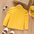 Toddler Girl Solid Color Mock Neck Long Puff-sleeve Tee Ginger-2 image 3