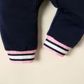 Baby Boy/Girl Letter Embroidered Colorblock Raglan-sleeve Button Front Jumpsuit DeepBlue image 5