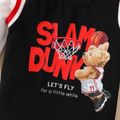 2pcs Baby Boy 95% Cotton Faux-two Long-sleeve Basketball Bear & Letter Print Tee and Sweatpants Set Black image 4