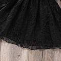 Toddler Girl Elegant Lace Design Round-collar Long Bell sleeves Dress Black image 4