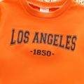 2pcs Toddler Boy Letter Print Orange Sweatshirt and Pocket Design Cargo Pants Set Orange