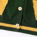 Baby Boy Letter Pattern Button Front Long-sleeve Knitted Cardigan Dark Green